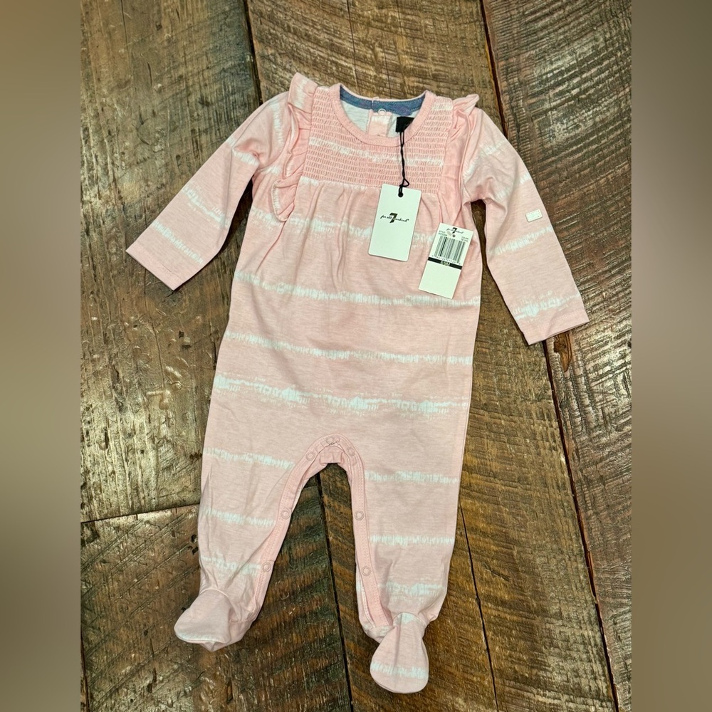7 for all Mankind Pink Baby Onesie.  NEW. 6/9 months